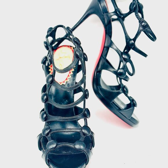 Christian Louboutin Neuron Cage Sandals | Black | Size 7 - Picture 2 of 3